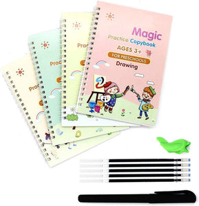 Four Reusable Magic Books With Markers For Kids