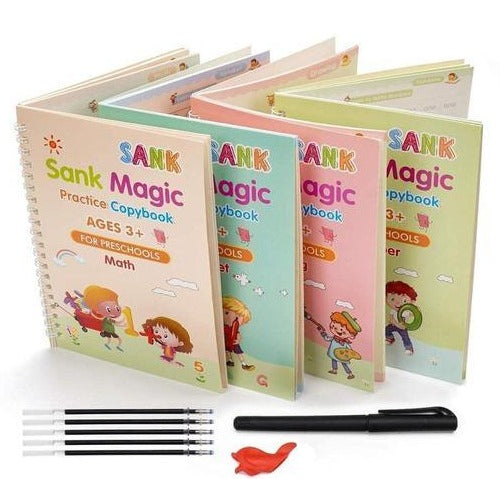 Four Reusable Magic Books With Markers For Kids